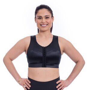 NEW Enell Sport Bra Style NL100 Black Satin Size 4 (44-48" Bust/ 37-39" Ribs)